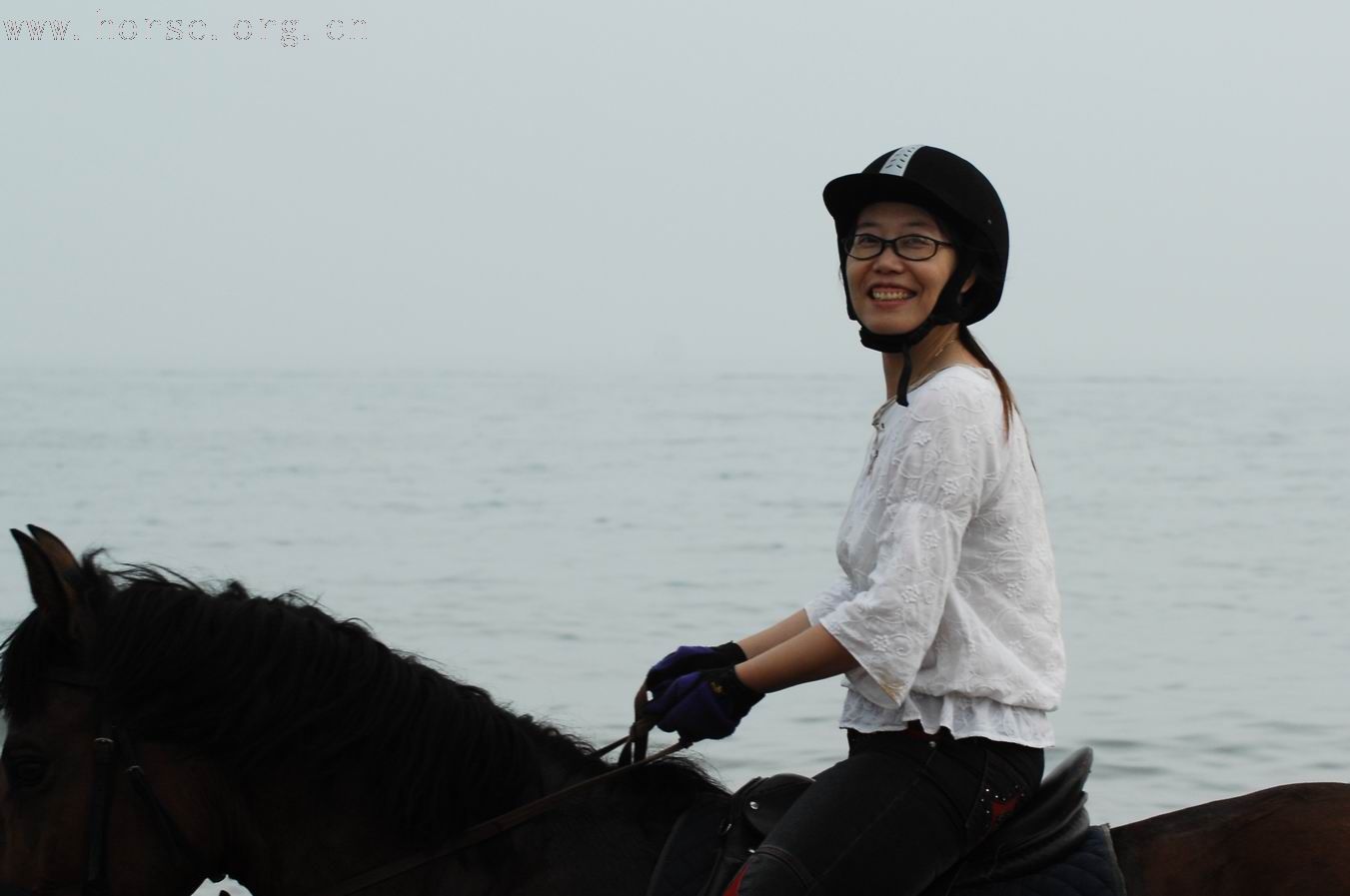 青岛凤凰山庄、德瑞马术俱乐部组织海边骑马图片