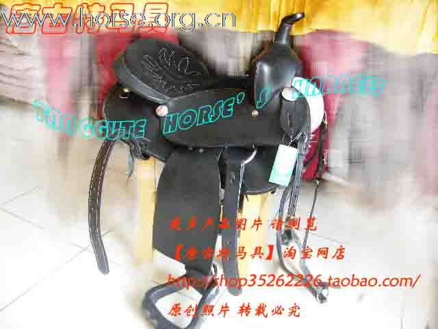【唐古特马具】进口17寸西部鞍 牛皮黑色 配件齐全