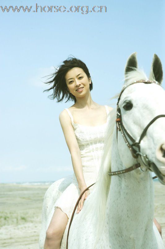 [贴图]很洁白、很纯洁的美女、海滩和马，大家一起来养眼！