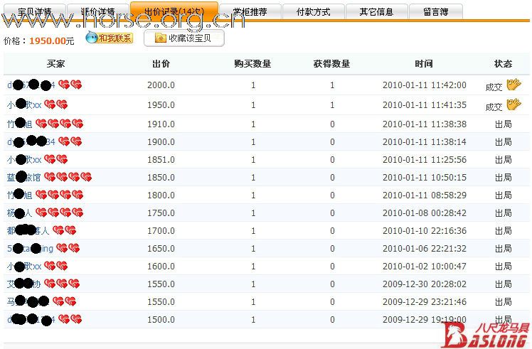 八尺龙马具：恭喜！买家：小**X和d***34￥1950拍得 全套牛皮综合鞍