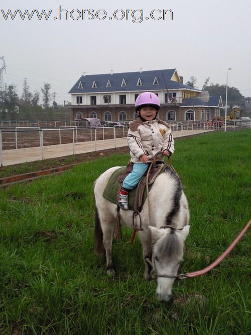孩子能感受动物和谐的快乐，自信、高雅、培养爱心、惟有马术！看这小骑士多快乐！