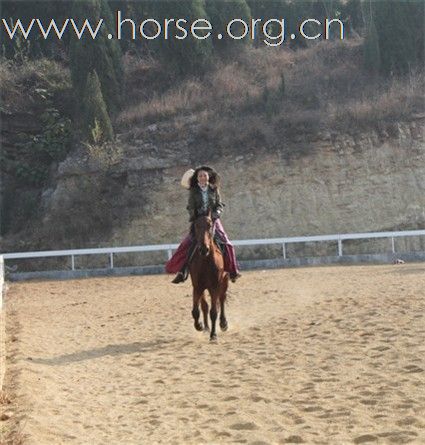 济南金秋艳阳下在马语者策马驰骋的活力女牛仔