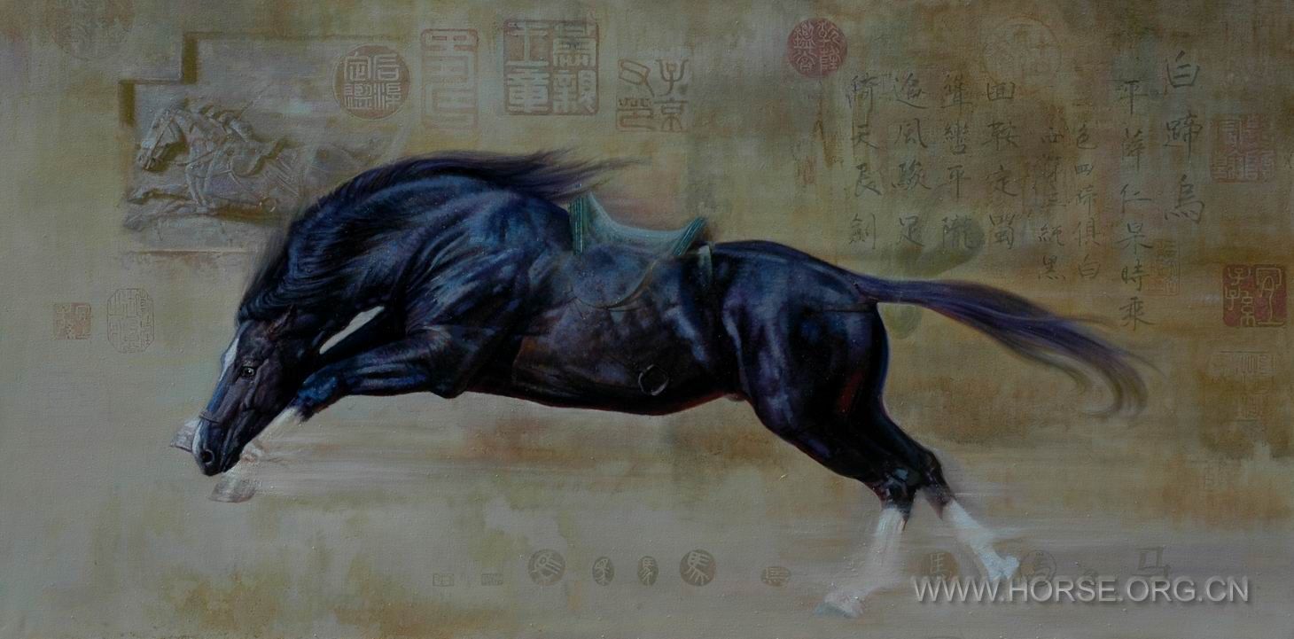 油画《马魂。唐太宗六骏之白蹄乌》200X100CM。2008。3。DSC_8646.JPG